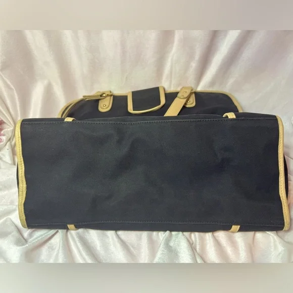 Dolce and Gabbana Tote Black Nylon Tan Leather Leopard Lining Rare Vintage - Picture 6 of 15